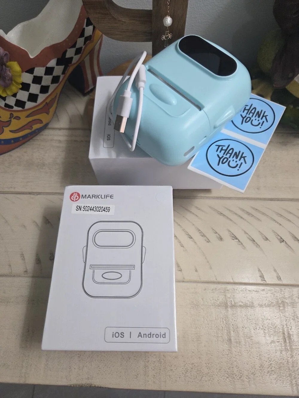 MARK LIFE White Thermal Label Printer Kit, with Labels, Sealed, NEW